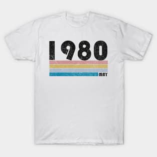 38th Birthday Gift Retro Born May of 1980 T-Shirt